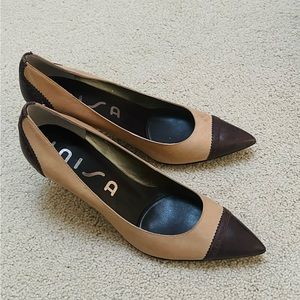 UNISA leather brown/cream heels, size 7.5